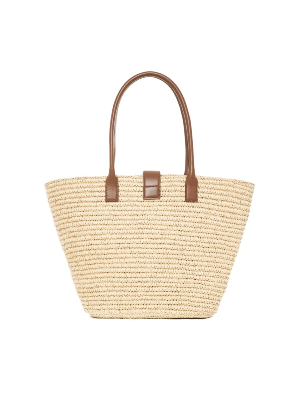 Anine Bing Natural Straw Tote with Brown Handles